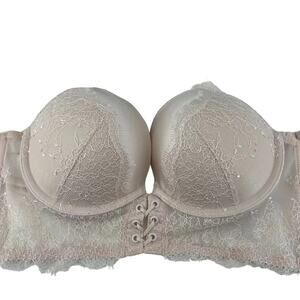 Victoria’s Secret Very Sexy Push Up Bra 32C High Neck Lace Up Ballerina Pink